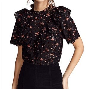 NWT Ulla Johnson Choux Blouse in Noir Floral Sz 10